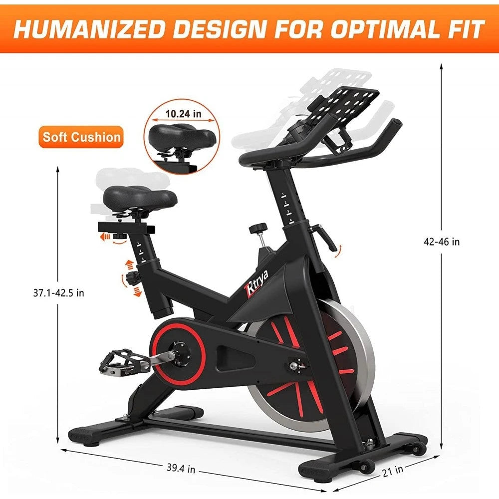 Exercise Bike, Stationary Indoor Cycling Bike, Cycle Bike for Home Cardio Gym, Belt Drive Workout Bike with 35 LBS Flywheel, Thickened Frame Upgraded Version