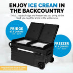 48 Qt. Portable 12v Electric Cooler with LG Compressor, Fridge and Freezer, Rugged Wheels, and Solar Power Input, Perfect Plug-In Cooler for Camping, Trucks, Travel, Car and Home