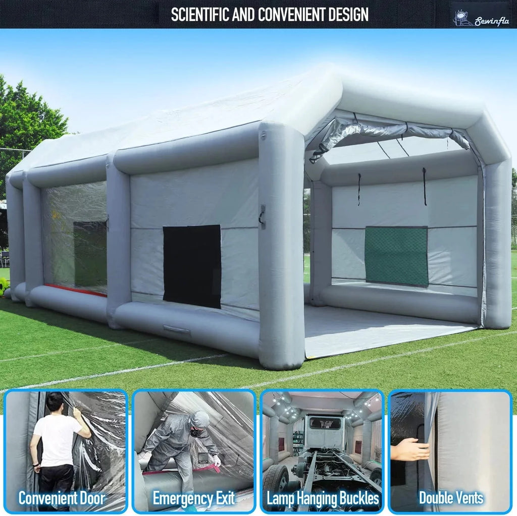 30x20x13Ft Inflatable Paint Booth with Blowers & Air Filter System – Professional Spray Tent