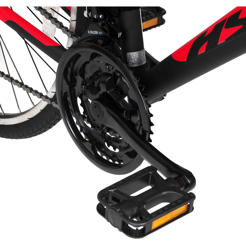 Hyper Men’s Spin Fit 700C Hybrid Bike, 21-Speed, Black/Red, Aluminum Frame