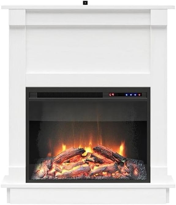 Ameriwood Home Ellsworth Fireplace with Mantel, White - Cozy Electric Heater