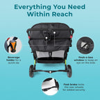 Compass Quad 4 Seat Stroller | 4-Seat Stroller for Daycare | Oversized UV Blocking Canopy | 5-Point Harness | Easy Loading | Storage Bucket | Teal