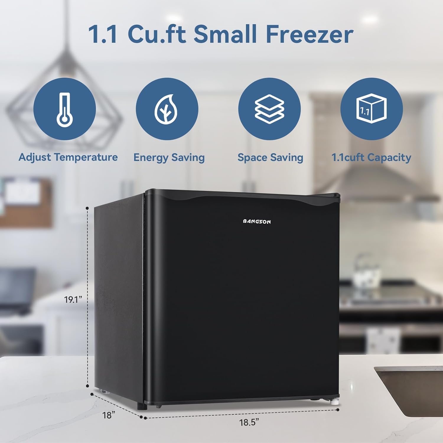 BANGSON Upright Freezer with Removable Shelf (Black)