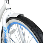 Hyper Women’s 26′′ Beach Cruiser Bike, Lightweight Aluminum, Single Speed, White/Blue