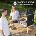 PIZZELLO Large Wood Fired 2-Layer Pizza Ovens with Pizza Stone, Pizza Peel, Grill Grate