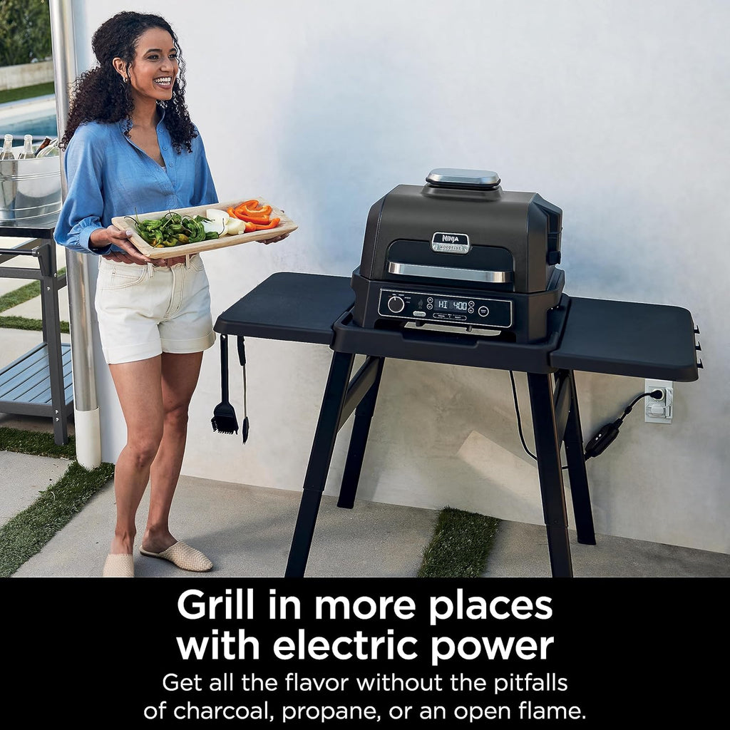 OG701 7-in-1 Outdoor Electric Grill & Smoker - Grill, BBQ, Air Fry, Bake, Roast, Dehydrate & Broil - Uses Woodfire Pellets - Portable & Weather Resistant
