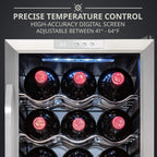18 Bottle Compressor Wine Cooler Refrigerator w/Lock, Large Freestanding Wine Cellar For Red, White, Champagne or Sparkling Wine, 41f-64f Digital Temperature Control Fridge Glass Door Black