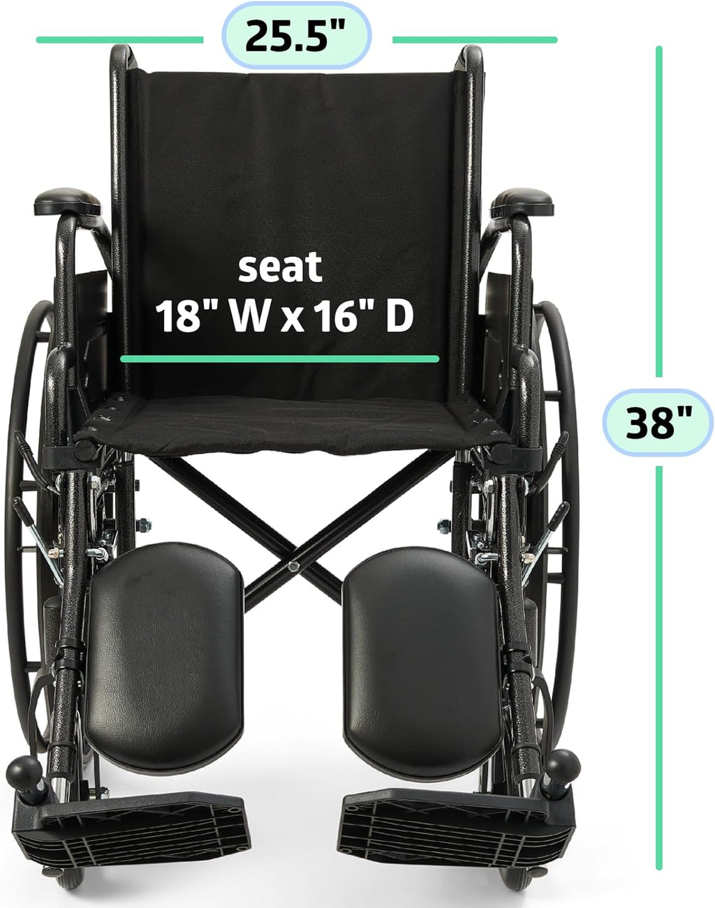 Lightweight Wheelchair for Adults With Swing-Back, Desk-Length Arms, Elevating Leg Rests; 18W" x 16"D Seat