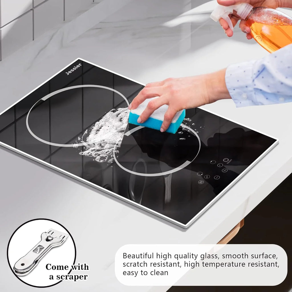 Electric Cooktop 30 Inch - 5 Burners Built-in Ceramic Cooktop, 30" Electric Stove Top with Glass Protection Metal Frame, 9 Heating Level, 8400W, 220-240V for Hard Wire(No Plug)