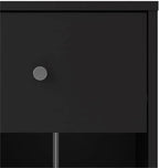 3-Pc Scandinavian Design Engineered Wood Bedroom Furniture Set with 3-Drawer Chest & 6-Drawer Double Dresser & 1-Drawer Nightstand, Pewter Plastic Handles, Smooth Plastic Glides, in Black
