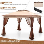 11x11ft Pop-Up Portable Instant Gazebo Canopy Tent with Mosquito Netting Outdoor Canopy Shelter with 121 Square Feet of Shade