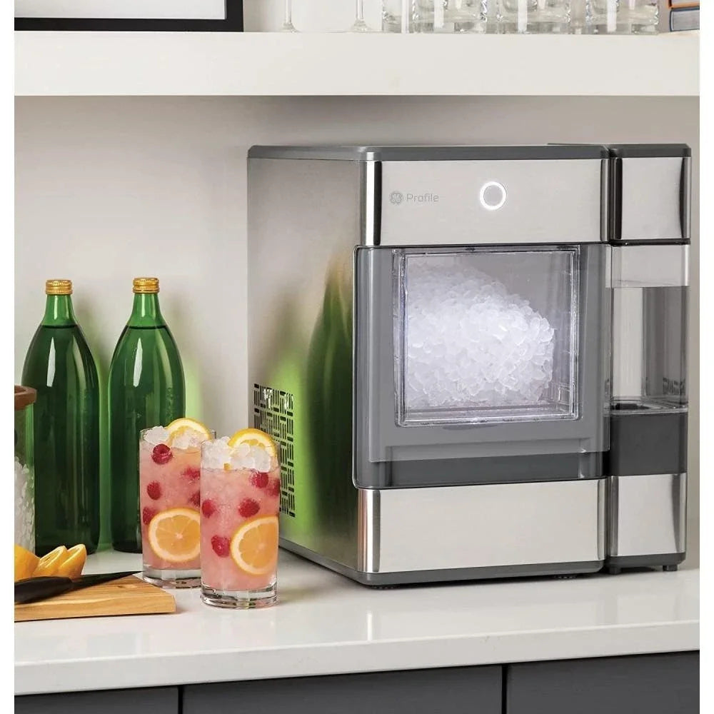 2025 GE Profile OPAL01GEPKT Opal | Countertop Nugget Ice Maker, Stainless Steel Wrap with Gray Accents & LED Lighting