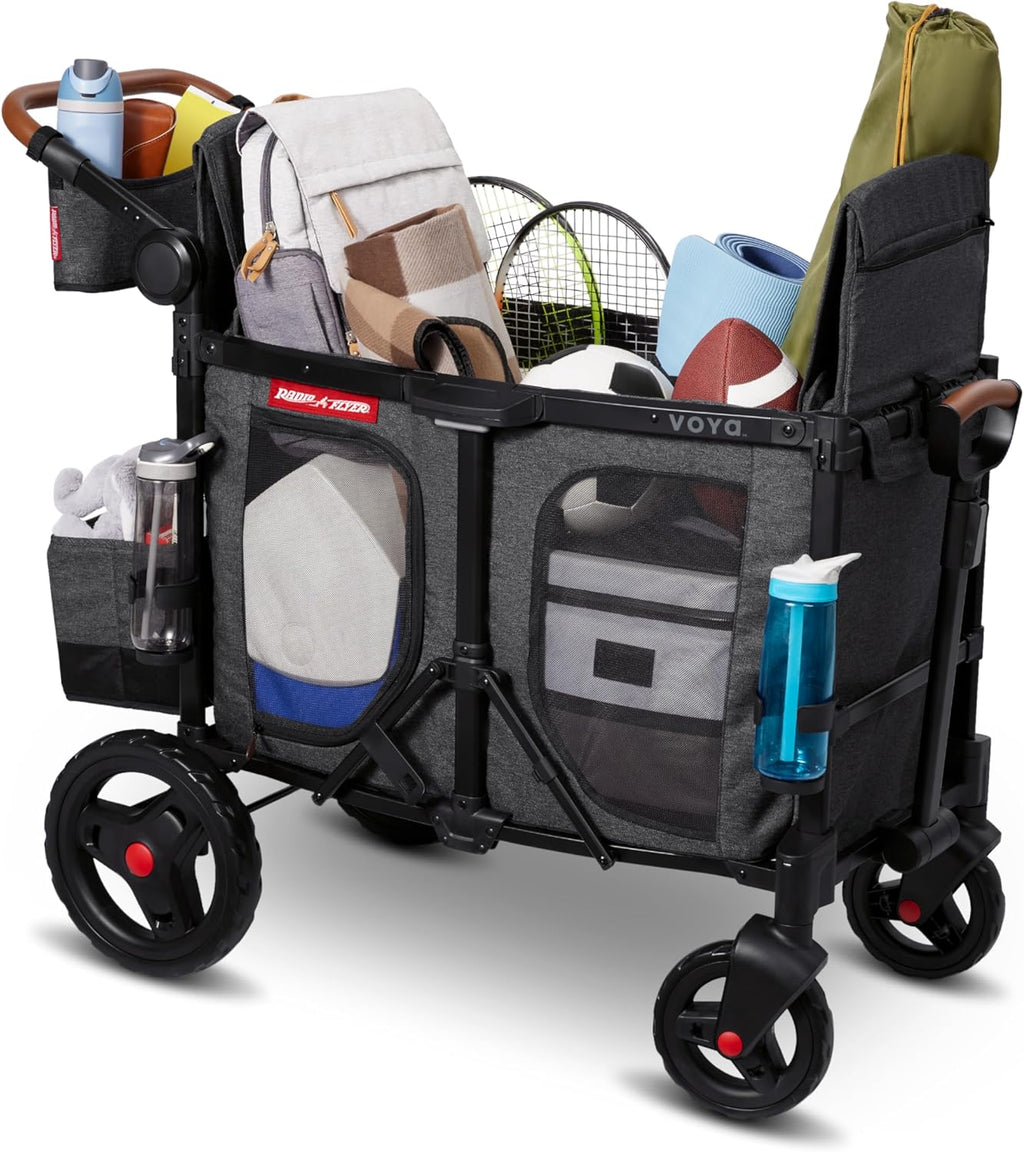 Stroller Wagon, 4 Seater Wagon Stroller for Kids with Low Sides, Baby Stroller Wagon, Quad Stroller