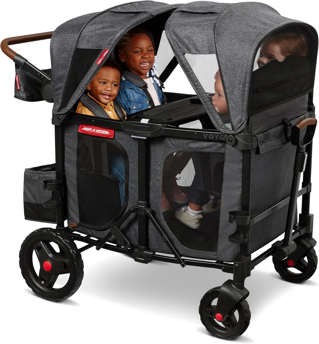 Stroller Wagon, 4 Seater Wagon Stroller for Kids with Low Sides, Baby Stroller Wagon, Quad Stroller