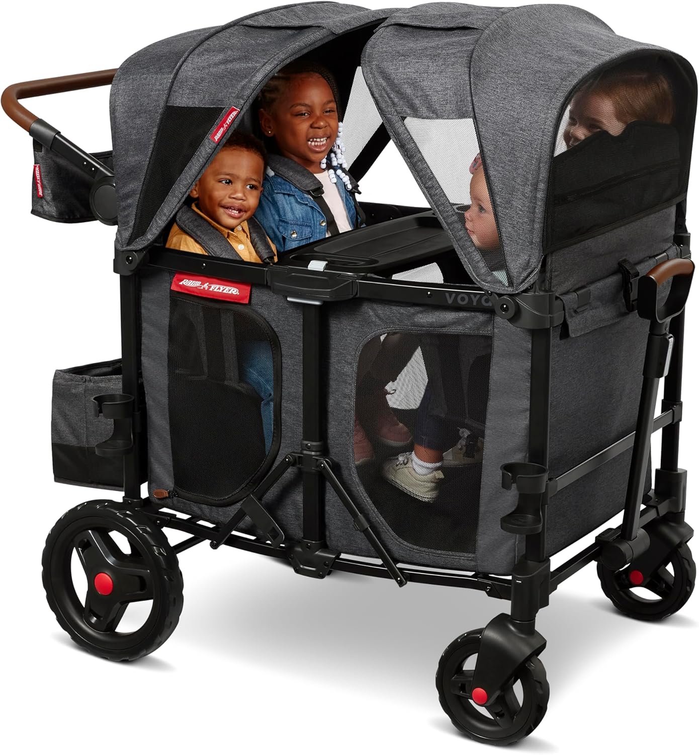 Stroller Wagon, 4 Seater Wagon Stroller for Kids with Low Sides, Baby Stroller Wagon, Quad Stroller