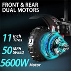 60V 5600W Dual Motor Electric Scooter Adults 50 MPH Max Speed Foldable Scooter Electric