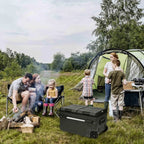 48 Qt. Portable 12v Electric Cooler with LG Compressor, Fridge and Freezer, Rugged Wheels, and Solar Power Input, Perfect Plug-In Cooler for Camping, Trucks, Travel, Car and Home