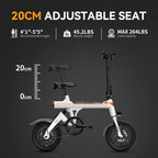 Jasion EB3 Electric Bike Adults 21mph, 500W Peak Motor, 270Wh Battery, Rear Suspension, 3 Levels Assist, 14" Folding Ebike for Adults and Teens, Complies to UL2849