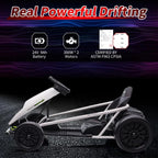 24V Go Kart for Kids 8-12, 300W*2 Motors, 9Ah Battery, 8MPH Speed, Music, Horn, 175lbs Max Load �� White