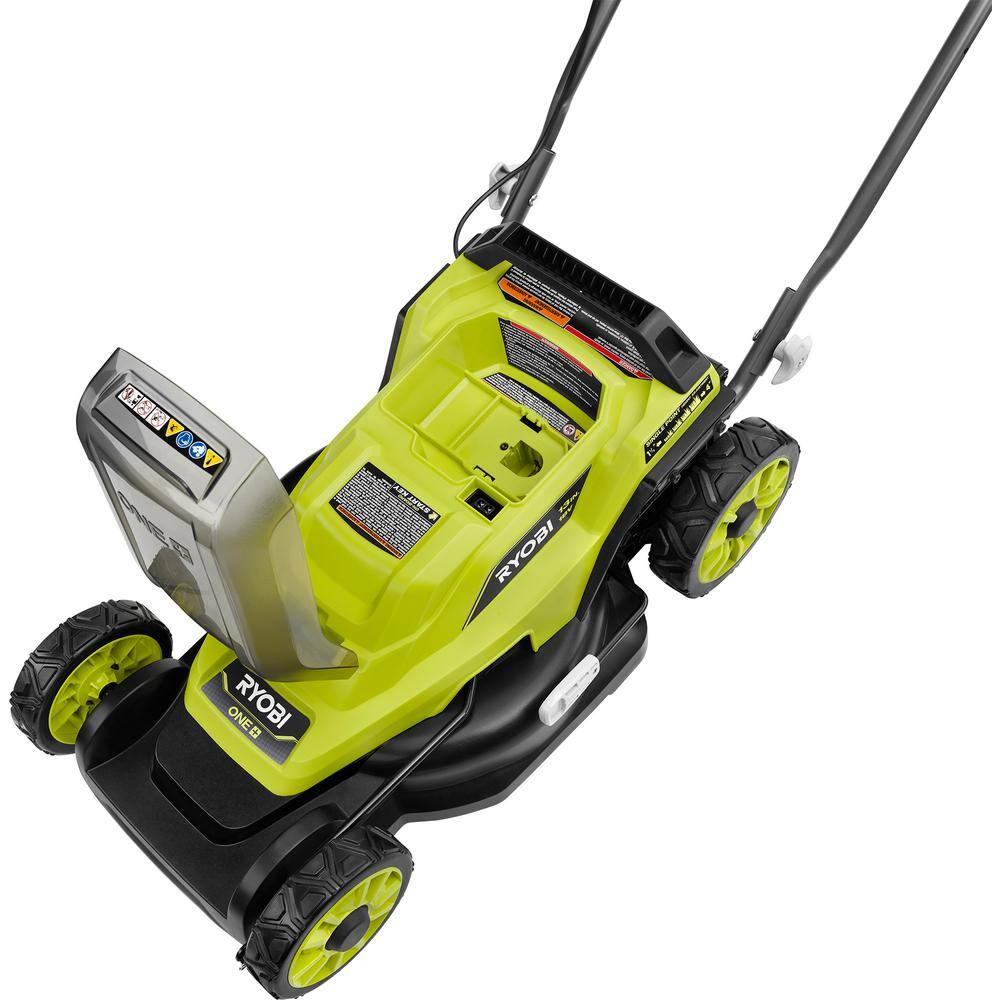 RYOBI ONE+ 18V 13 in. Cordless Battery Walk Behind Push Lawn Mower wit