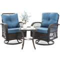 VONZOY 3 Pieces Patio Furniture Set with Rocking Chair, Thickened Cushions