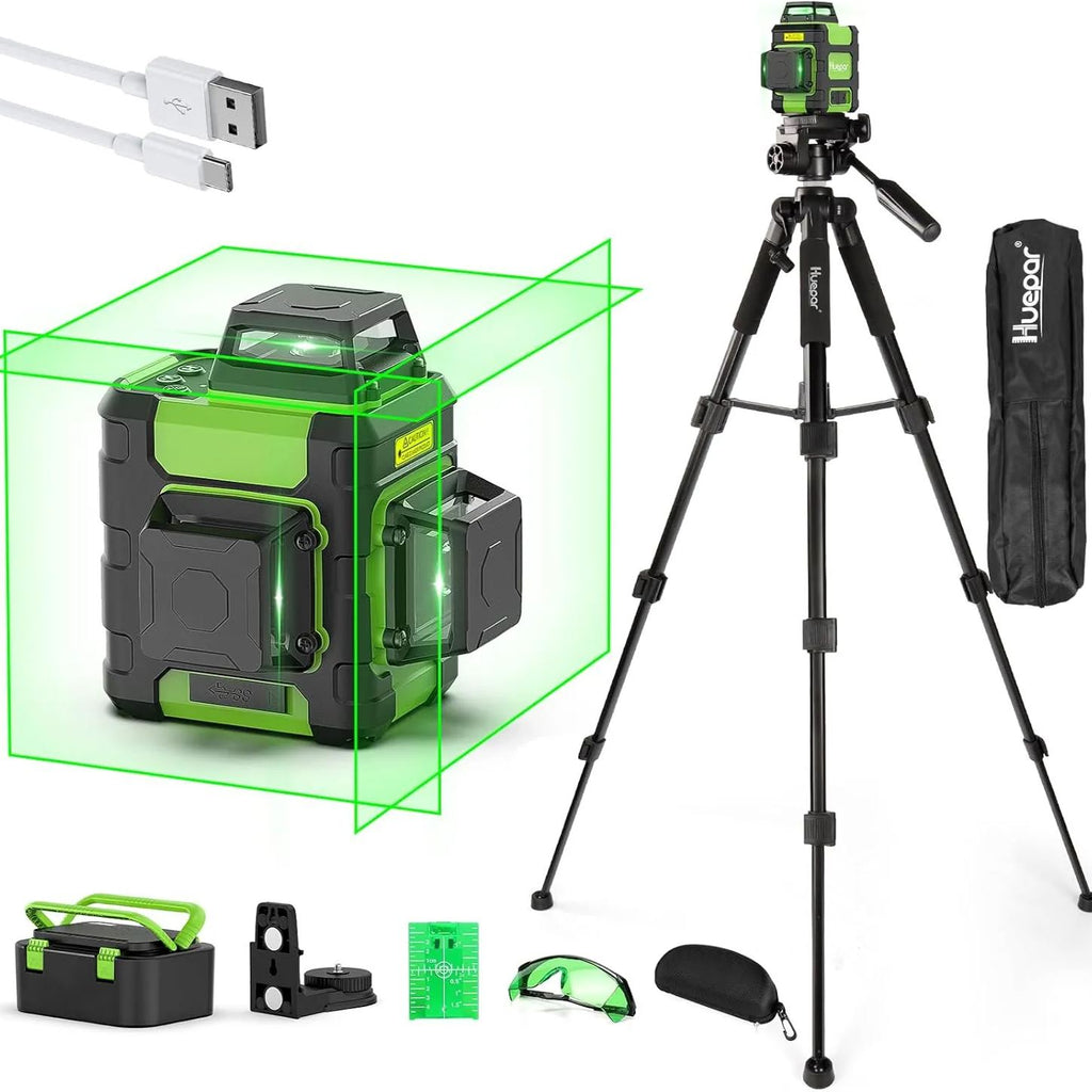 Huepar 360 Self Leveling Rechargeable Lazer Level with Tripod