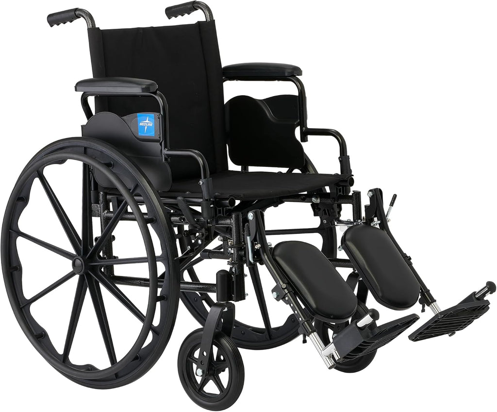 Lightweight Wheelchair for Adults With Swing-Back, Desk-Length Arms, Elevating Leg Rests; 18W" x 16"D Seat