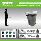 Toter 96 Gallon Trash Can with Smooth Wheels and Lid ;
