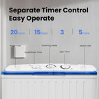 BANGSON Mini Twin Tub Washer and Dryer Combo with 17.6 lbs Large Capacity