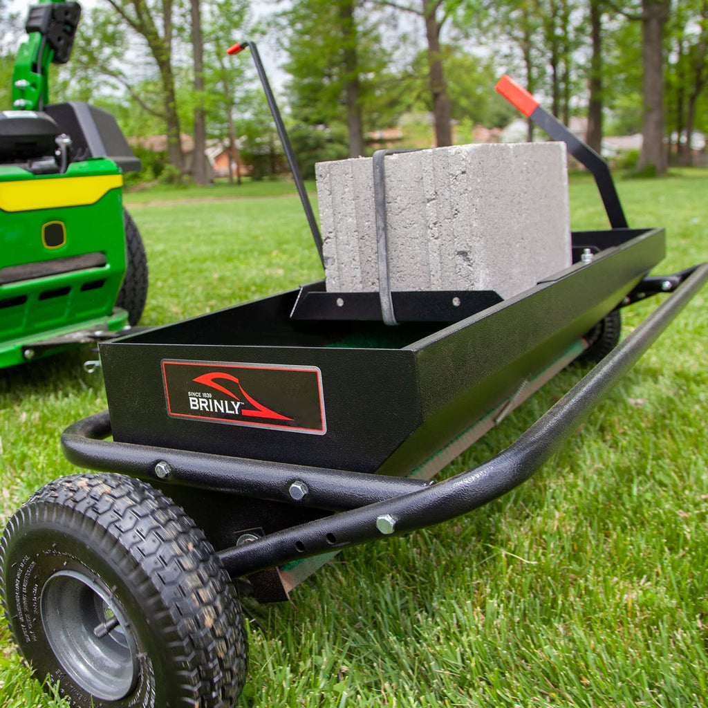 Brinly AS2-40BH-P Lawn Aerator Spreader, 2-in-1 Steel Design, 100 lb Capacity, Efficient Lawn Care