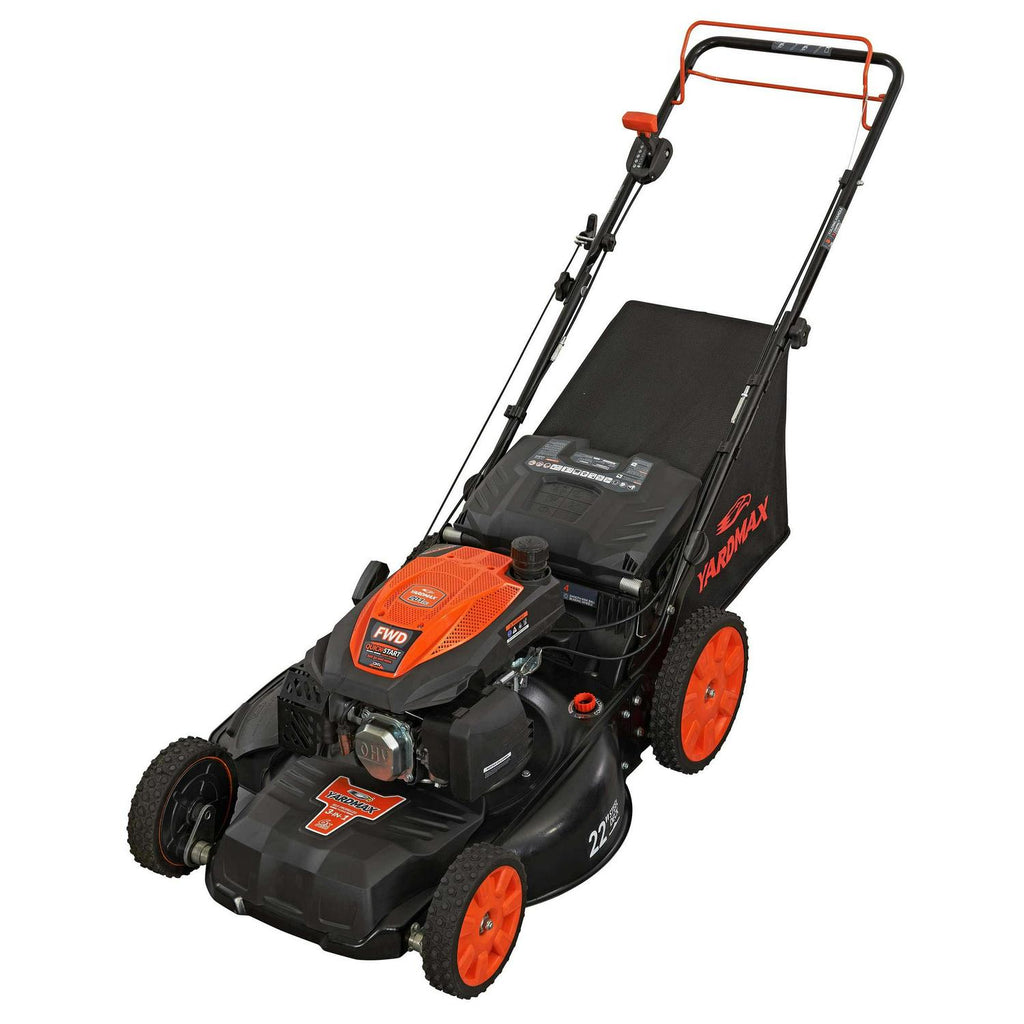 YARDMAX YG2860 22′′ 201cc 3-in-1 Gas Self-Propelled Lawn Mower with CVT and High Wheels