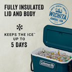 Coleman Classic Series Insulated Portable Wheeled Cooler, Leak-Resistant Outdoor Hard Cooler Keeps Ice up to 5 Days, 100-Quart