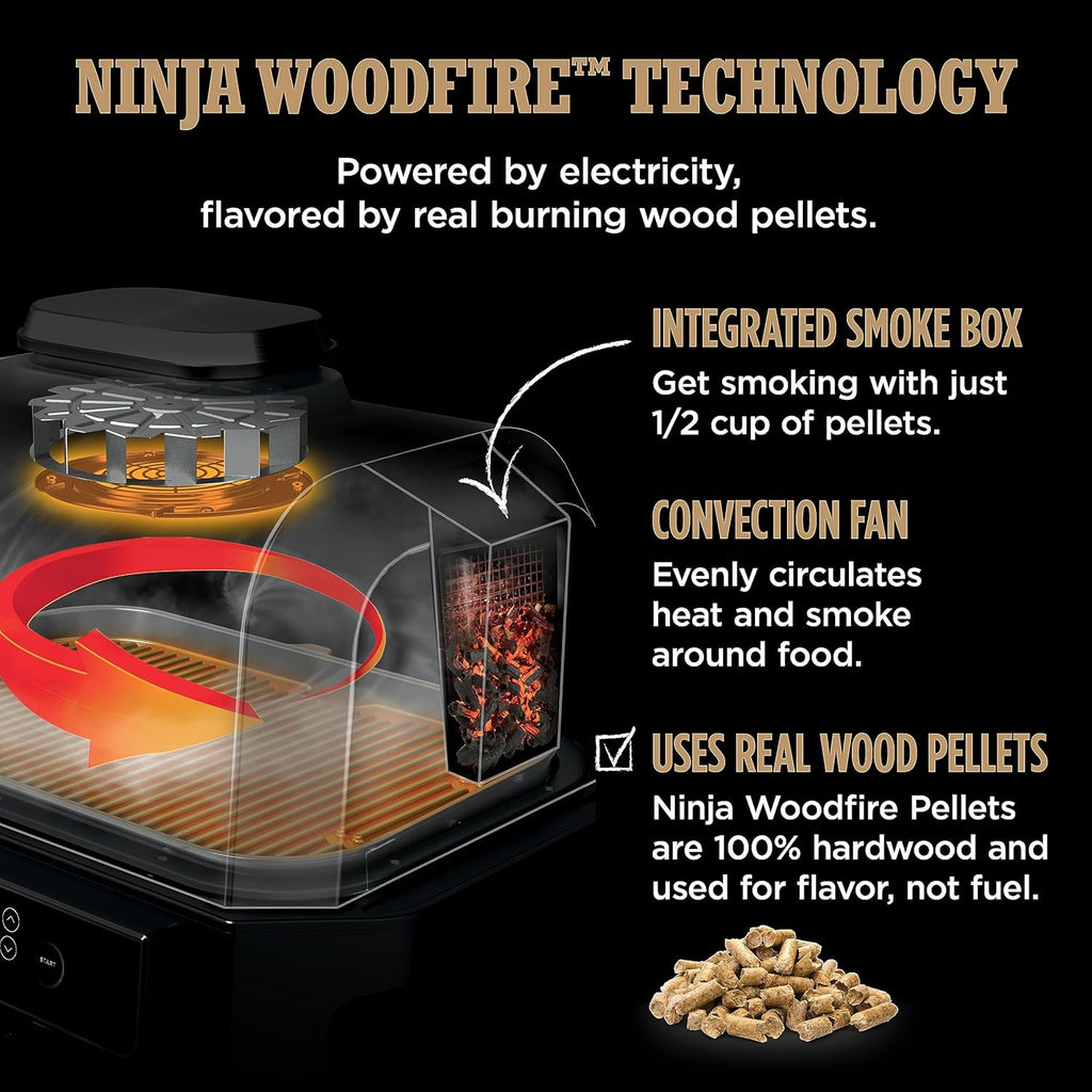 OG701 7-in-1 Outdoor Electric Grill & Smoker - Grill, BBQ, Air Fry, Bake, Roast, Dehydrate & Broil - Uses Woodfire Pellets - Portable & Weather Resistant