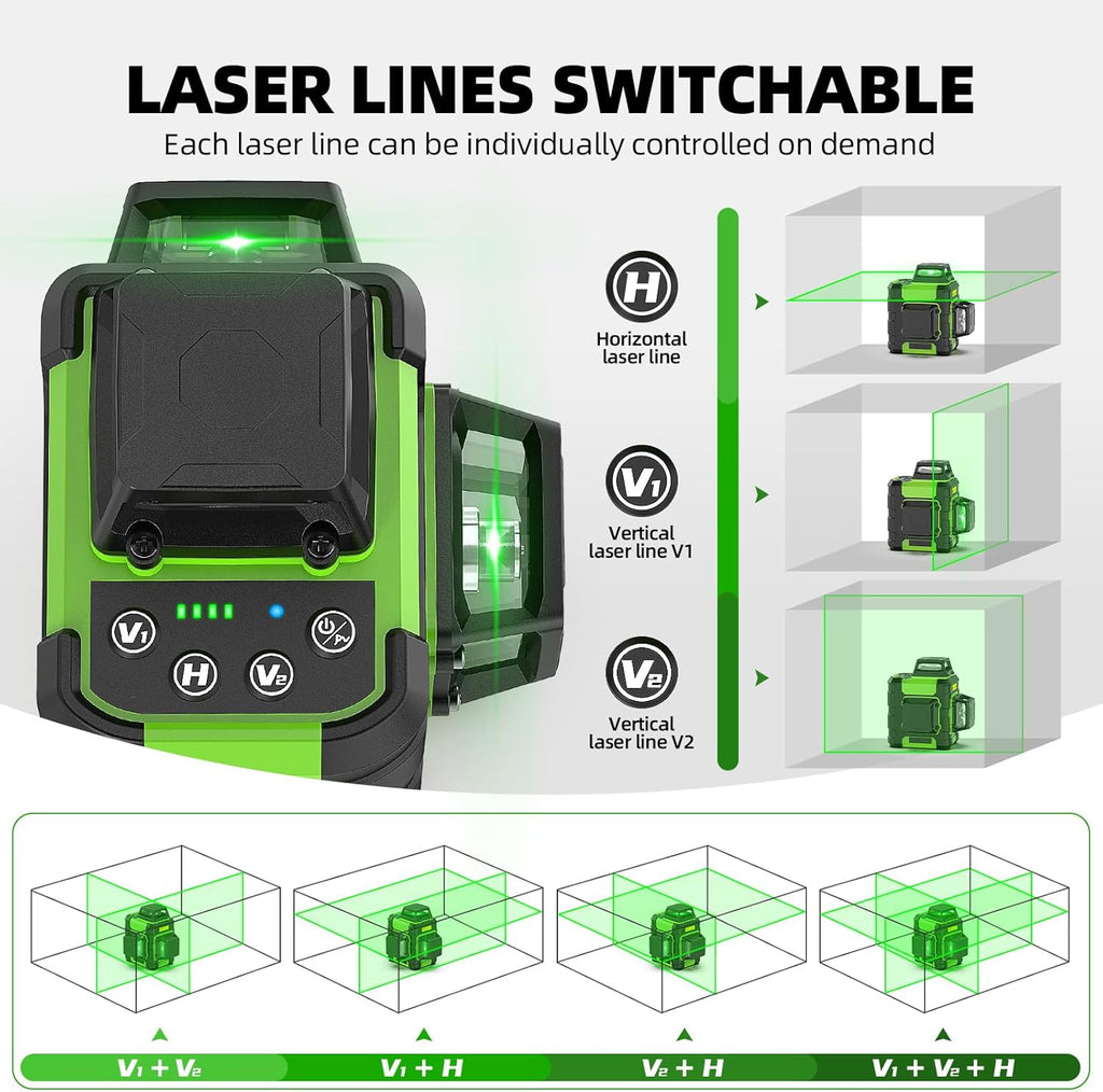 Huepar 360 Self Leveling Rechargeable Lazer Level with Tripod