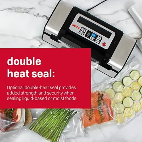 Nesco Deluxe Food VS-12 Vacuum Sealer, 130 Watts, Kit Bags & Viewing Lid