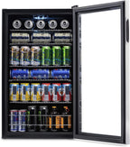 Beverage Refrigerator Cooler | 126 Cans Free Standing with Right Hinge Glass Door | Mini Fridge Beverage Organizer Perfect For Beer, Wine, Soda, And Cooler Drinks