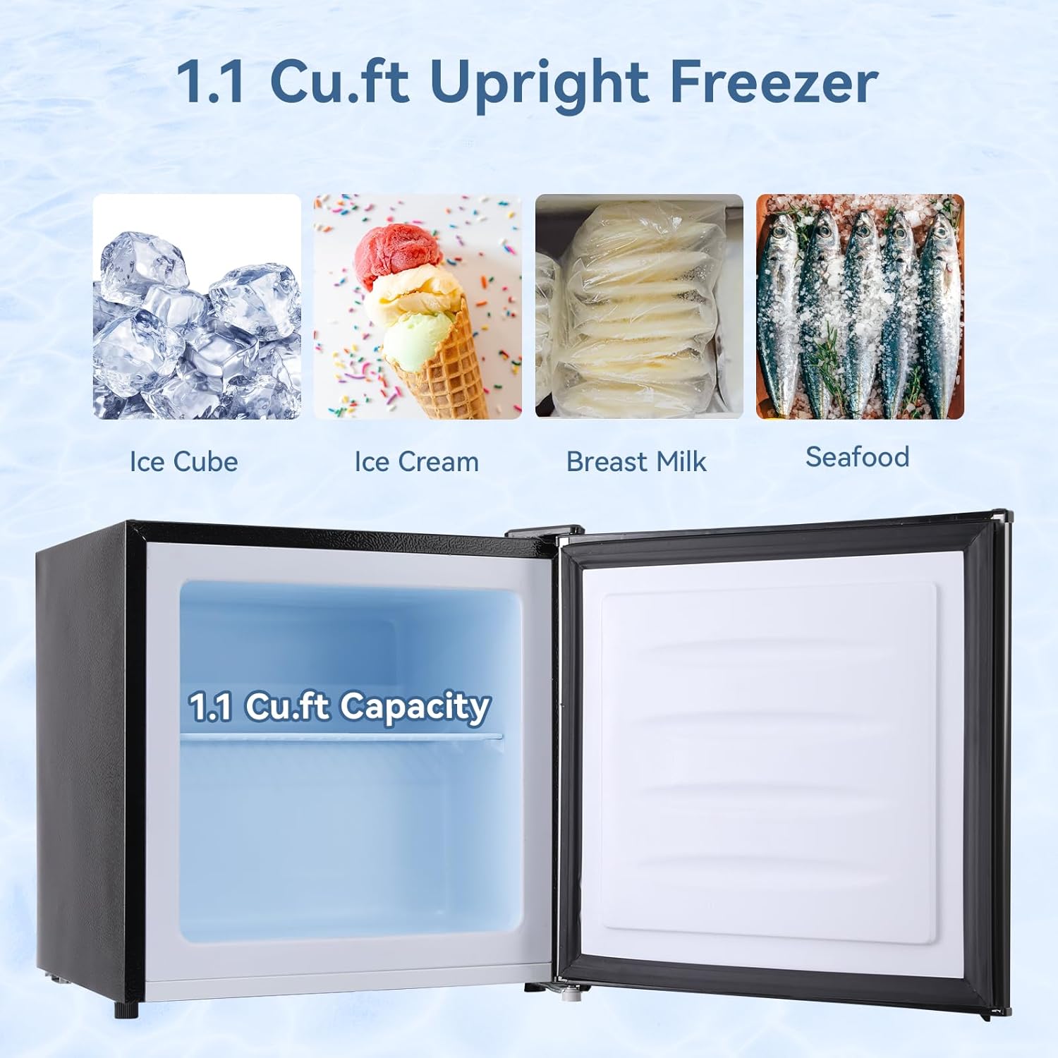 BANGSON Upright Freezer with Removable Shelf (Black)