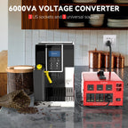6000 Watt Voltage Converter Transformer Heavy Duty Step Up/Down Power Converter 220V to 110V, 110V to 220V with 3 US Outlets, 3 Universal Outlets, LCD Display, Circuit Breaker Protection