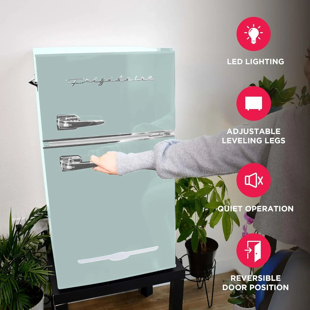 Frigidaire Retro Mini Fridge with Freezer & Side Bottle Opener-Small 2 Door Refrigerator for Office Bar or College Dorm Room-3.1 Cu Ft – 19”"D x 20.5" W x 33.5" H