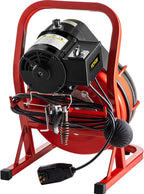 Drain Cleaner Machine, 75 Ft x 3/8 Inch Drain Cleaning Machine Fits 1 to 4 Inch Pipes, Portable Drain Auger Cleaner with 4 Cutters, Electric Drain Clog Remover Plumbing Tool