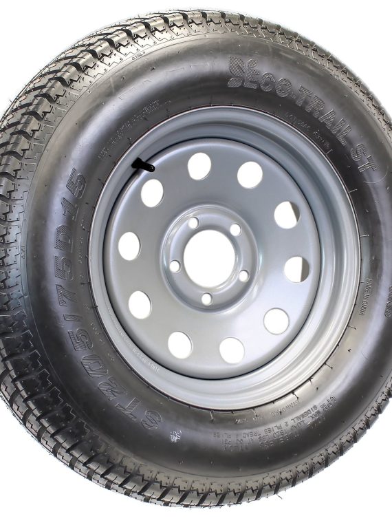 Trailer Tire On Rim ST205/75D15 F78-15 205/75-15 LRC 5 Lug Wheel Silver Mod