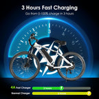 Adult Electric Bike, 350W BAFANG Motor (500W Peak), 4A 3H Fast Charging, 468Wh Li-Ion Battery, 21 Speed Gears, Air Saddle, 45 Miles 20 MPH 26" Mountain Bike Electric Bike