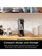 Ninja Pod & Grounds Specialty Single-Serve Coffee Maker, K-Cup Pod Compatible, Brews Grounds, Compact Design, Built-In Milk Frother, 56-oz. Reservoir, 6-oz. Cup to 24-oz. Mug Sizes, Black, PB051