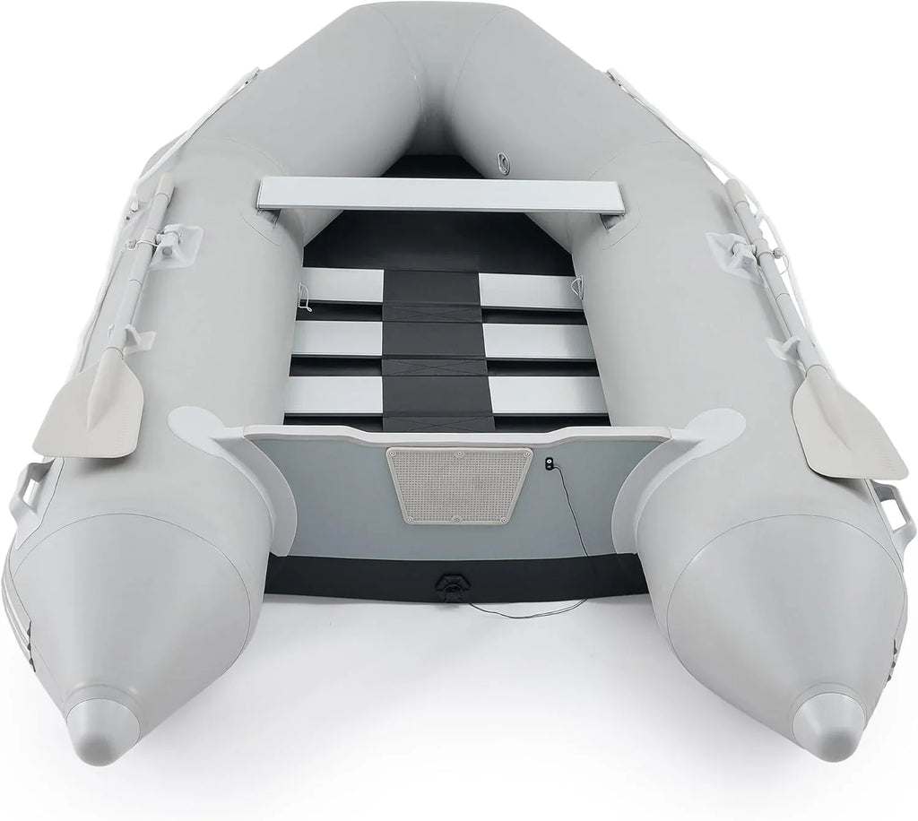 CREWORKS 7.5ft Inflatable Dinghy Boat, 2 Person 660lb Transom Sport Tender Boat with Pump Aluminum Oars Floor, Heavy Duty Inflatable Raft Kayak for Adults