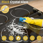 Electric Cooktop 30 Inch - 5 Burners Built-in Ceramic Cooktop, 30" Electric Stove Top with Glass Protection Metal Frame, 9 Heating Level, 8400W, 220-240V for Hard Wire(No Plug)