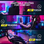 GTPLAYER Gaming Chair, Computer Chair with Footrest and Lumbar Support, Height Adjustable Game Chair with 360  -Swivel Seat and Headrest and for Office or Gaming (White)
