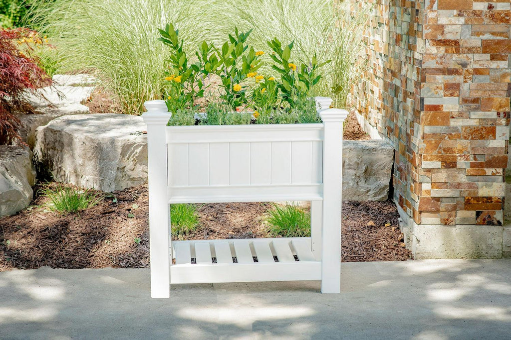 Vita Classic Vinyl Cambridge Raised Planter, White, 38′′x24′′x36′′, Durable BPA-Free, Includes Floor Boards, 20-Year Warranty