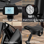 Jasion EB3 Electric Bike Adults 21mph, 500W Peak Motor, 270Wh Battery, Rear Suspension, 3 Levels Assist, 14" Folding Ebike for Adults and Teens, Complies to UL2849