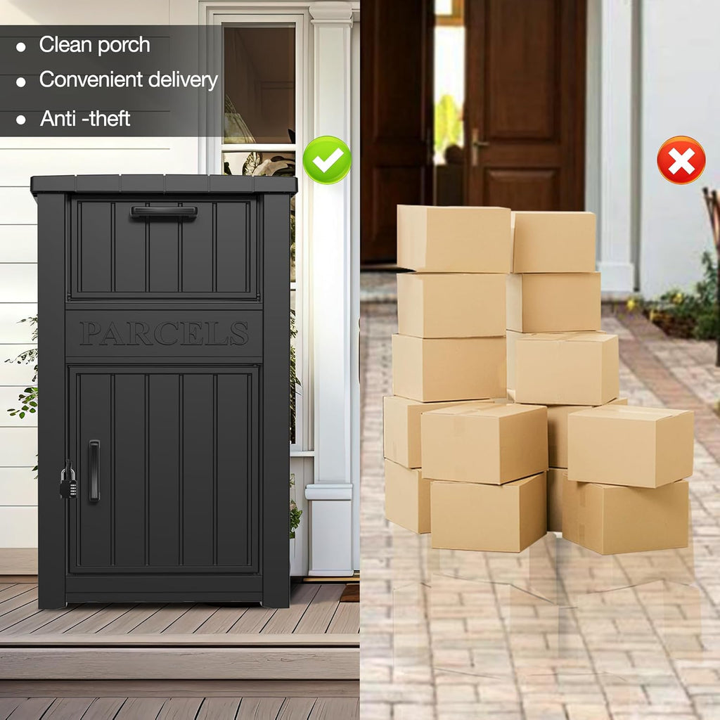 LHBGO Package Delivery Box for Outside, Storage Box with Lockable Secure