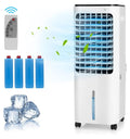 Evaporative Cooler, Include Control, 4 Ice Packs, Bladeless Fan with 4 Wind Modes, 3 Speeds, 7.5H Timer, 12L Water , LED Display, Portable Air Cooler for Indoor Use, Bedroom, White